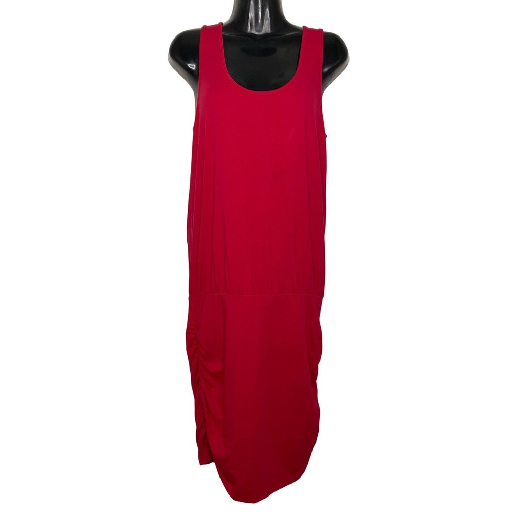 Bobi Los Angeles Womens Red Sleeveless Tank Dress Ruched Side Blouson Size S NWT